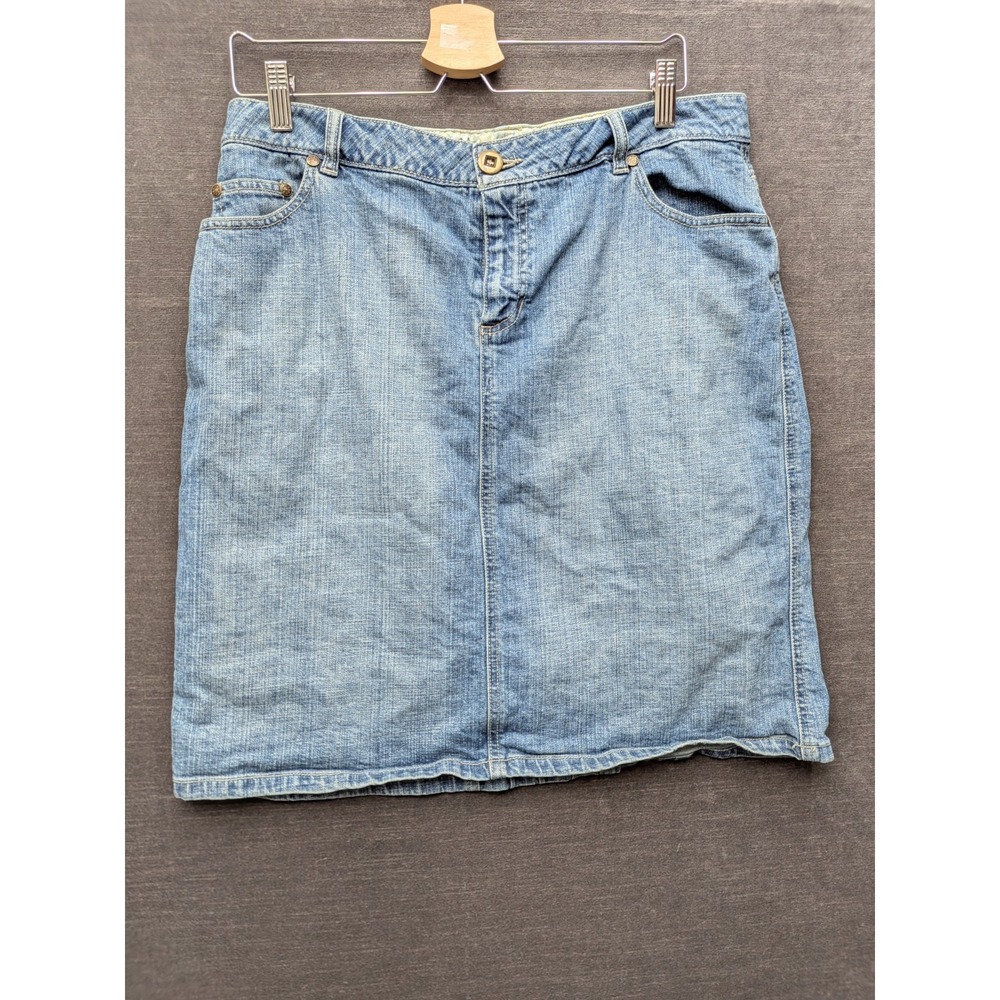 Ruff Hewn Denim Blue Jean Skirt Modest Stretch Knee Length Summer Skirt Size 10